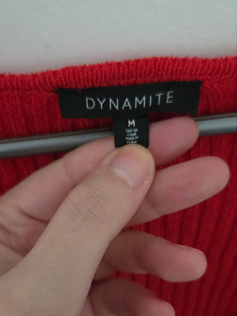 Dynamite Red Ribbed V-Neck Button Sweater - Picture 2 of 3
